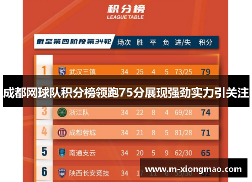 成都网球队积分榜领跑75分展现强劲实力引关注