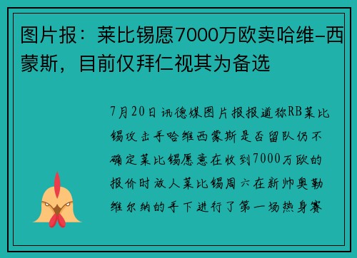 图片报：莱比锡愿7000万欧卖哈维-西蒙斯，目前仅拜仁视其为备选
